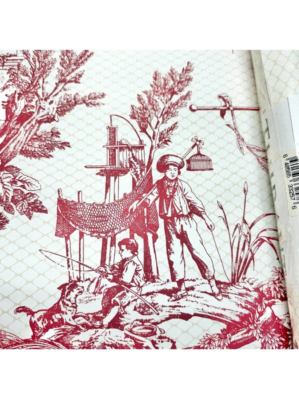 Thibaut Red White Toile Wallpaper Rolls 60.75 SF plus Strippable Stain Resistant